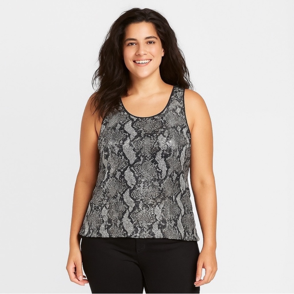 NEW Anthropologie Drew Sequin Snakeskin Look Top